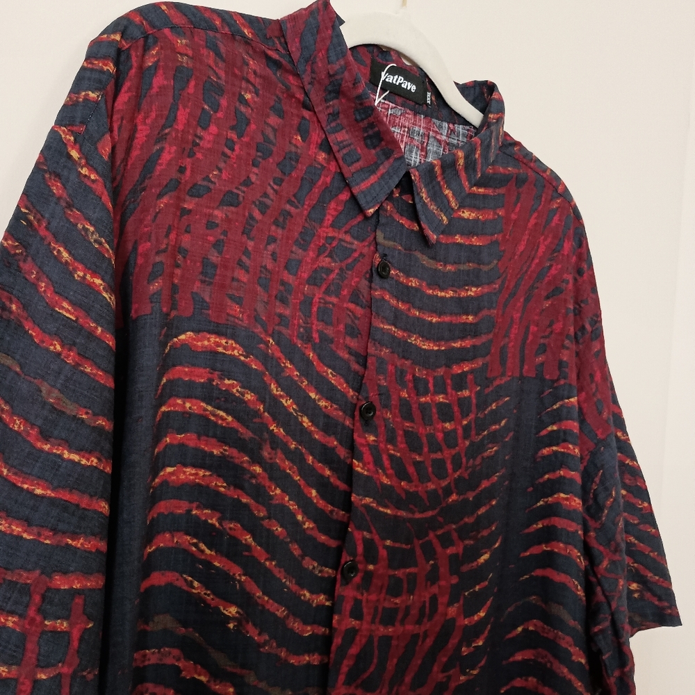 VatPave Red and Black Zebra Patterned Festival Tropical Camp Shirt 3XL - Picture 4 of 9